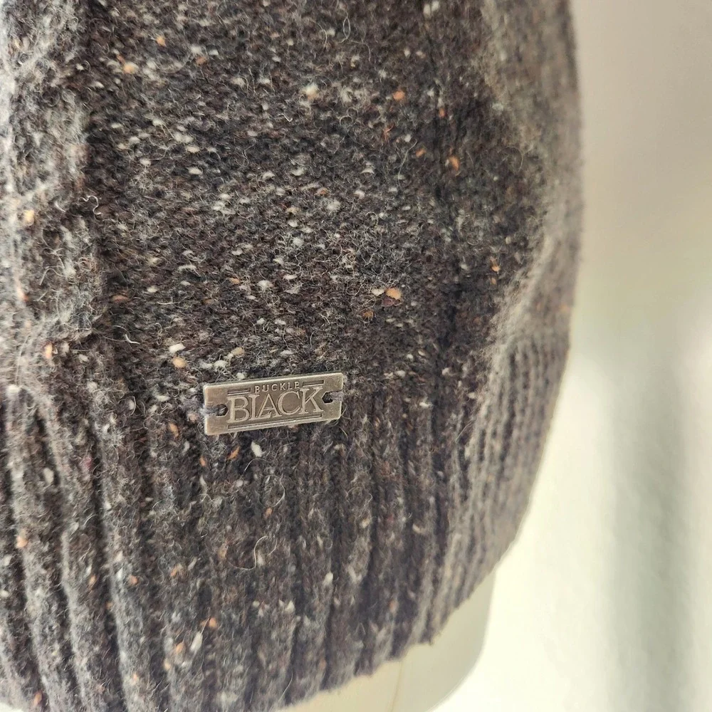 Buckle Black Men’s Cable Knit Mock Neck Sweater Size L‎ Gray Wool Blend